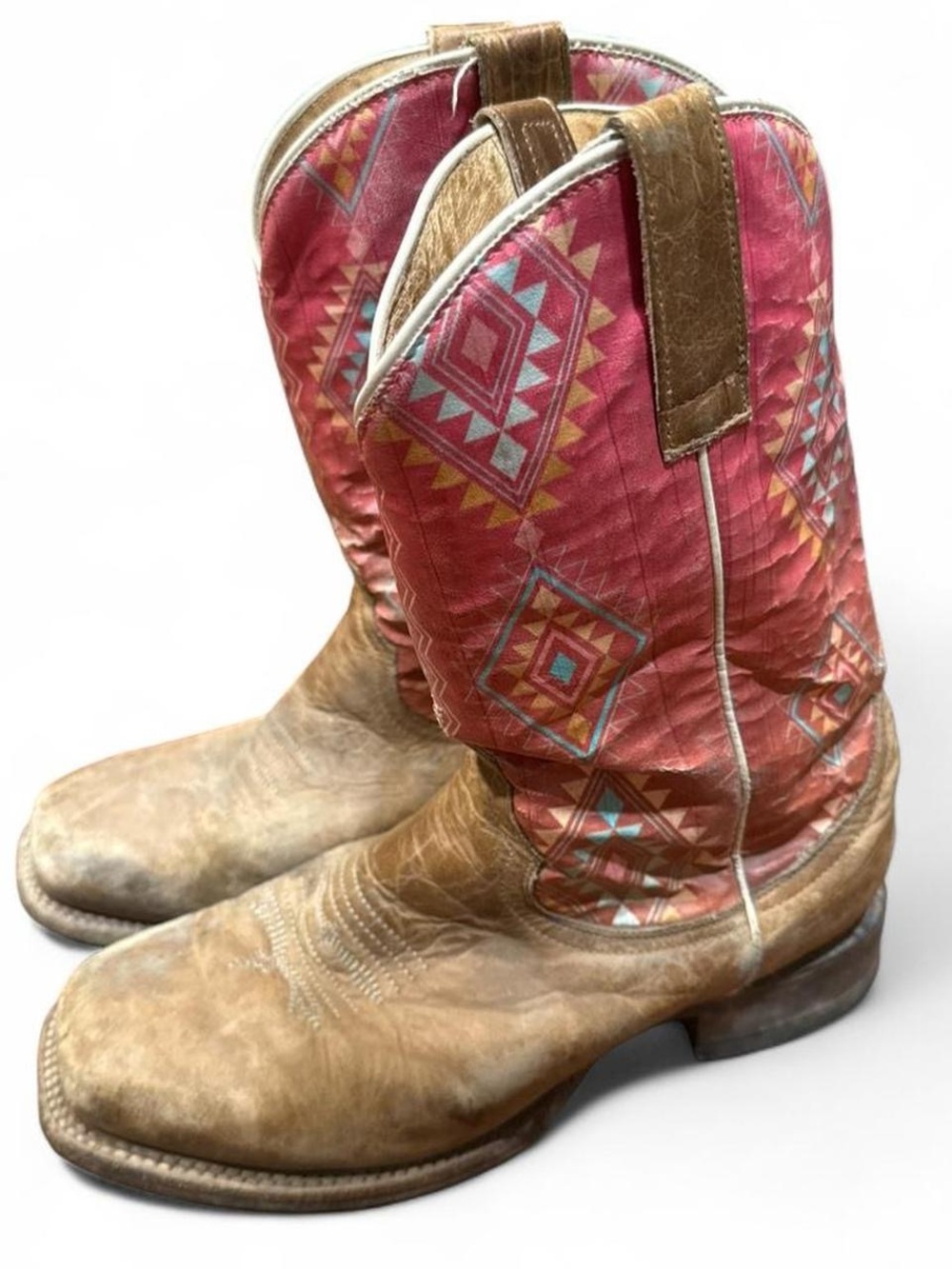 Vintage Roper Aztec Square Toe Cowboy Boots